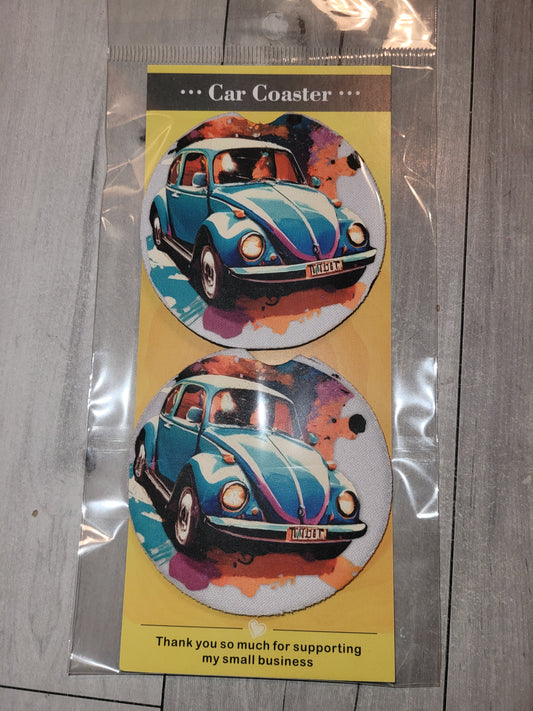 Blue VW Bug Car Coasters