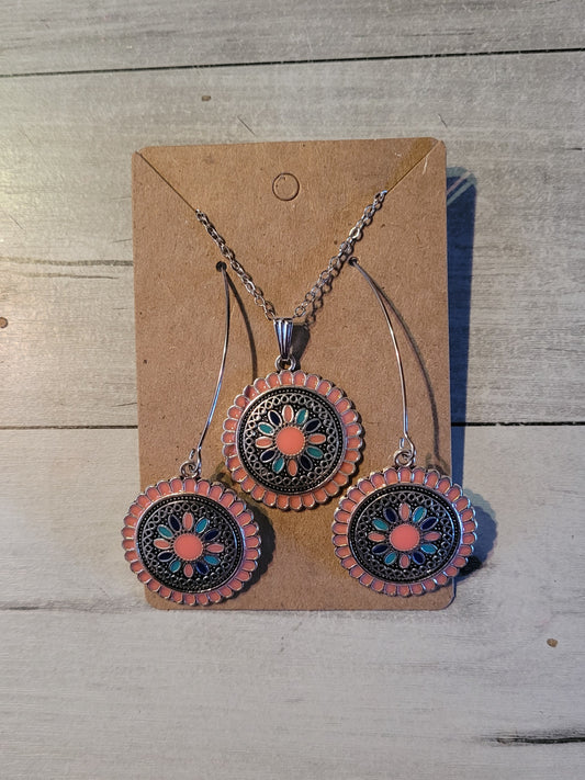 Bohemian Round Necklace & Earring Set