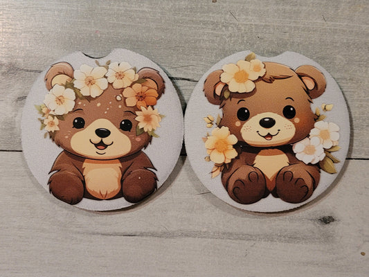 Brown Bear Car Coasters